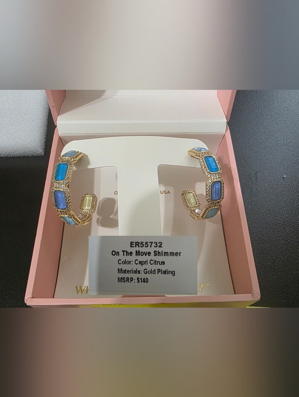 On The Move Shimmer Jewel Candy Hoop Earrings - Capri Citrus